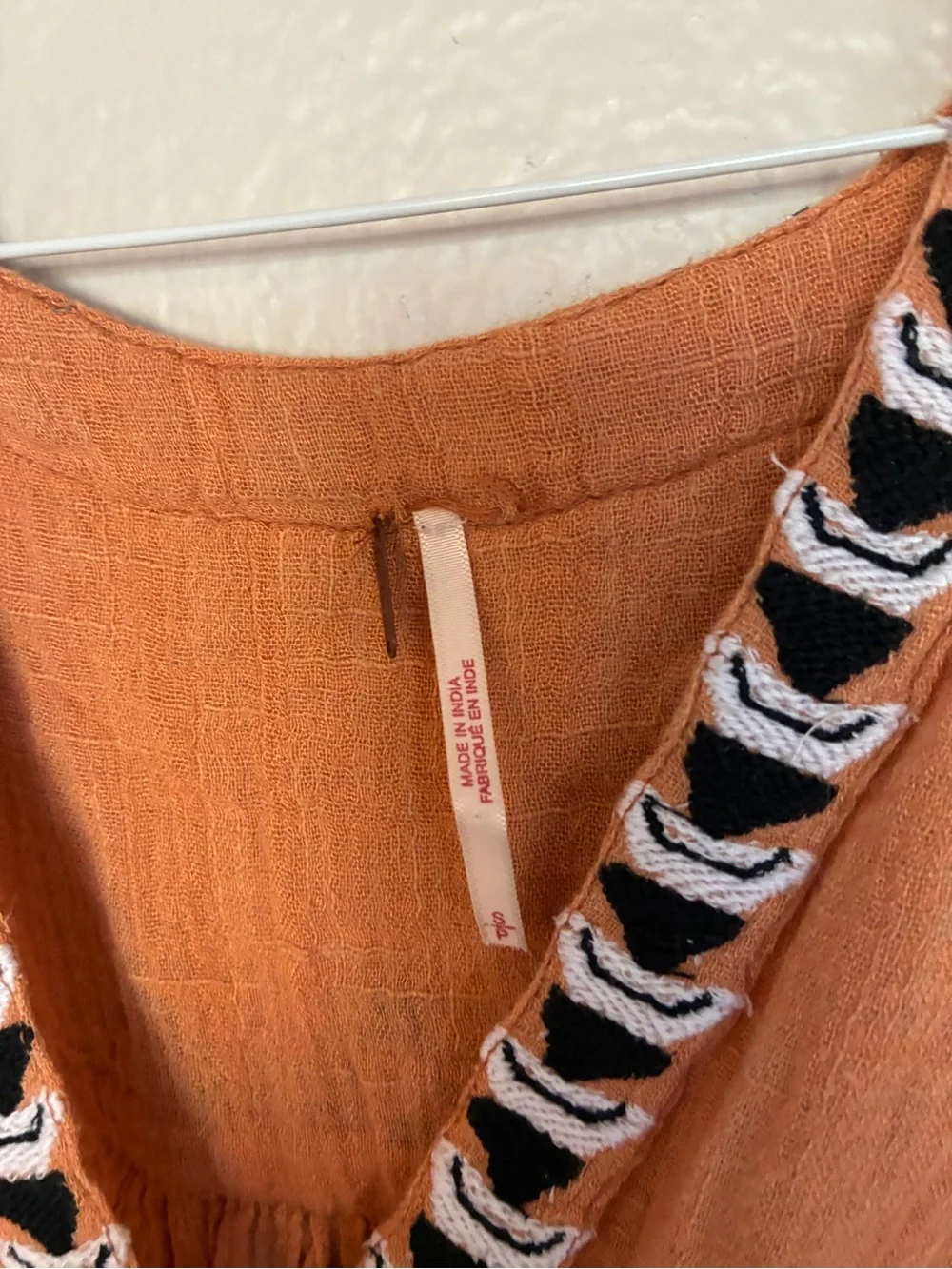 Free People Revolve Saffron Embroidered Tunic in Terracotta Boho Peasant Tunic - Picture 6 of 14